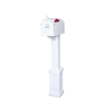 Mailbox with Post Large Secure White Classic Newport Craftsman Style Rust Free