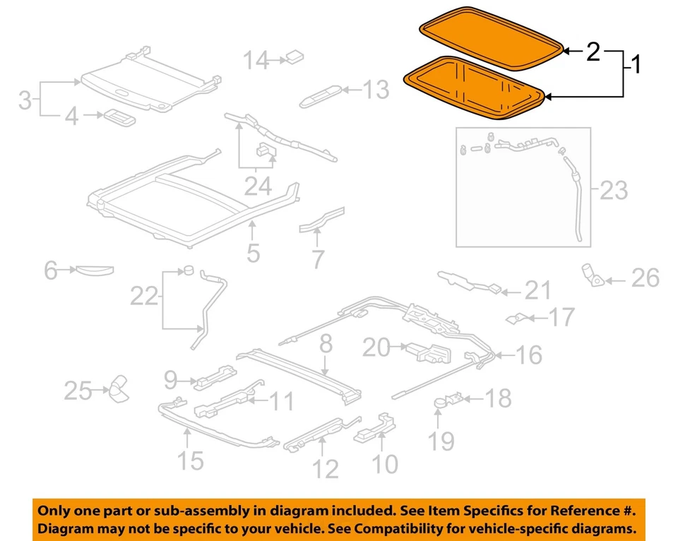 Conjunto completo de vidrio de techo corredizo OEM 2006 2014 Honda Ridgeline Foto 3 de 4