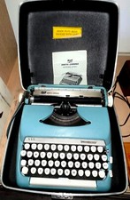 Vintage Smith Corona Super Sterling Portable Blue Typewriter With Case 1960's thumbnail