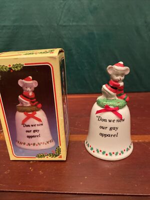 Vintage Christmas Precious Friends Bell Collection Porcelain JSNY Santa Mouse 4 