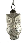 Owl Shaped Silver Color Glass Xmas Kugel Old Glass Tree Décor Ornament. i23-205