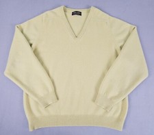 Vintage Brooks Brothers Lambswool V-Neck Sweater Mens XL Marzipan Made In UK