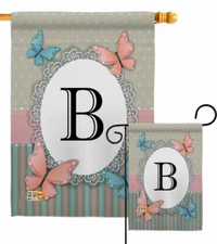 Butterflies B Initial Garden Flag Bugs Frogs Decorative Yard House Banner