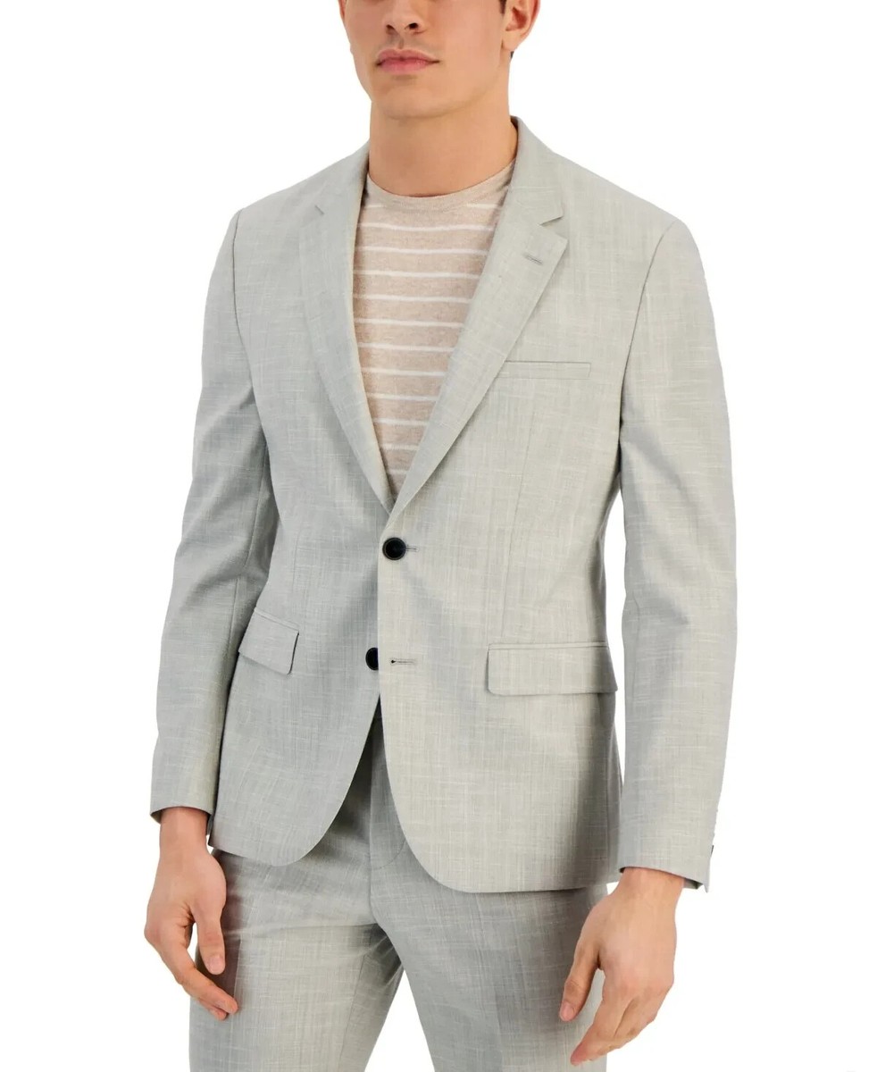 Hugo Boss Blazer Men's Gray Notch Lapel Modern Fit Superflex