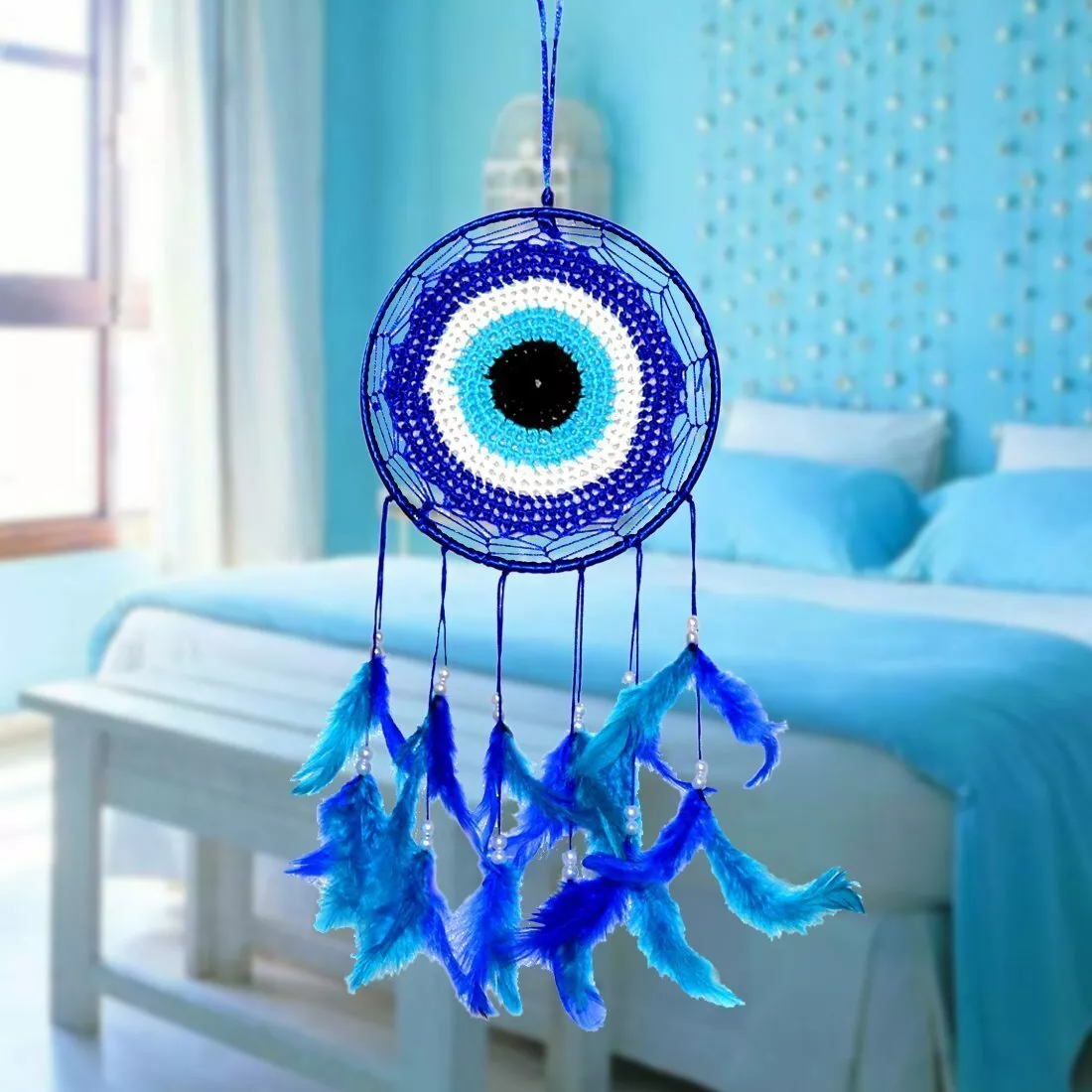 Hand Woven Crystal Dream Catcher (35 x 15 cm), Attract Positive Dreams,  Assorted