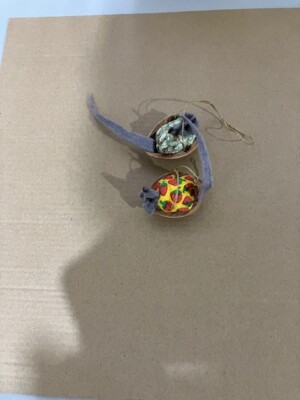 Vintage Walnut Mice  Ornaments  Lot of 2