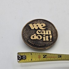 Vintage Massey Ferguson "We Can Do It " Belt Buckle Solid Brass Made In USA