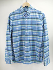 J CREW Shirt Mens Medium Blue Plaid Slim Flex Oxford Button Up Pocket Preppy M