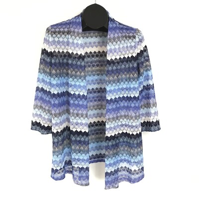 Kasper Crochet Lace Cardigan Women's Medium Open Front 3/4