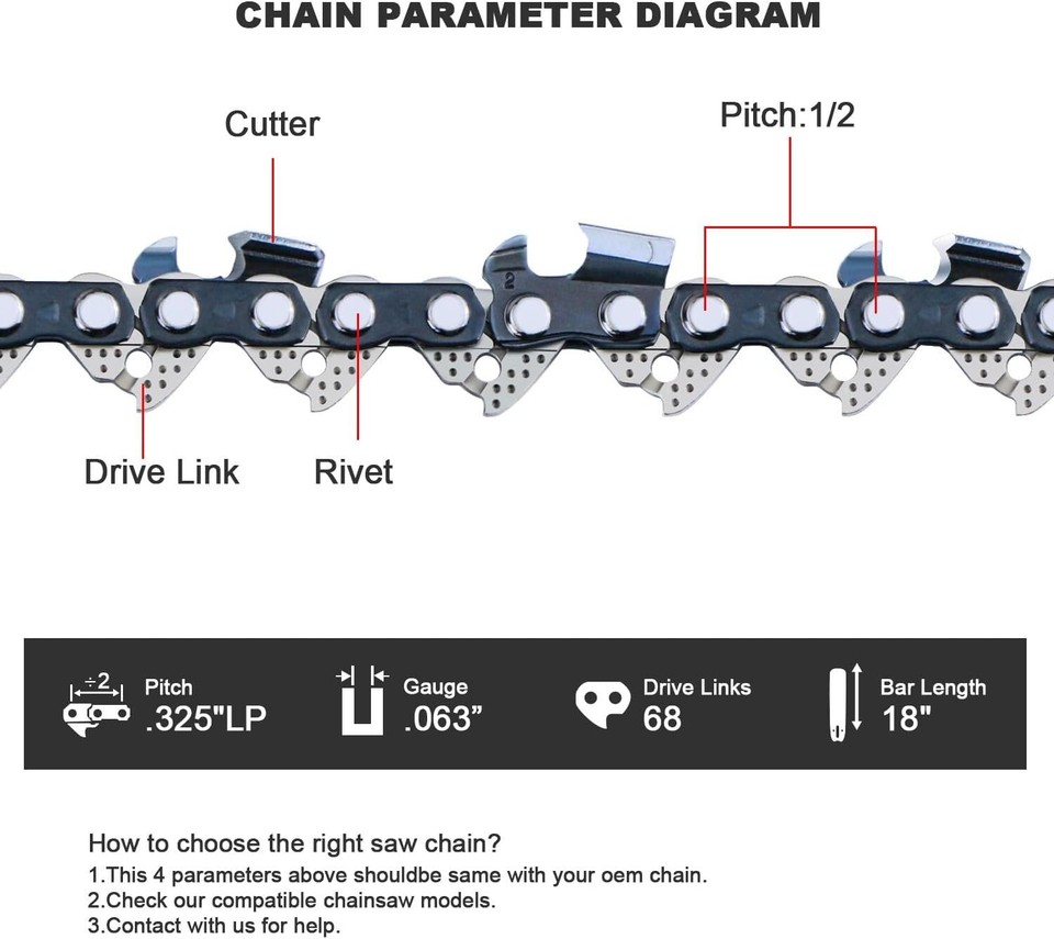 3PCS Replace 18" Stihl MS251 MS251C MS230 MS250 Chainsaw Chain 0.325 ...