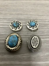Vintage Lot of 4 SOUTHWEST Style Button Covers Silver Tone Jewelry 3/4"