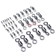 Fishing Barrel Rolling Swivels Clip Snap Stainless Steel Solid Link 20LB-1323LB 