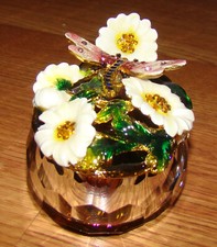 DRAGONFLY sur boite en verre DAISY (2997) étain émaillé, cristaux australiens