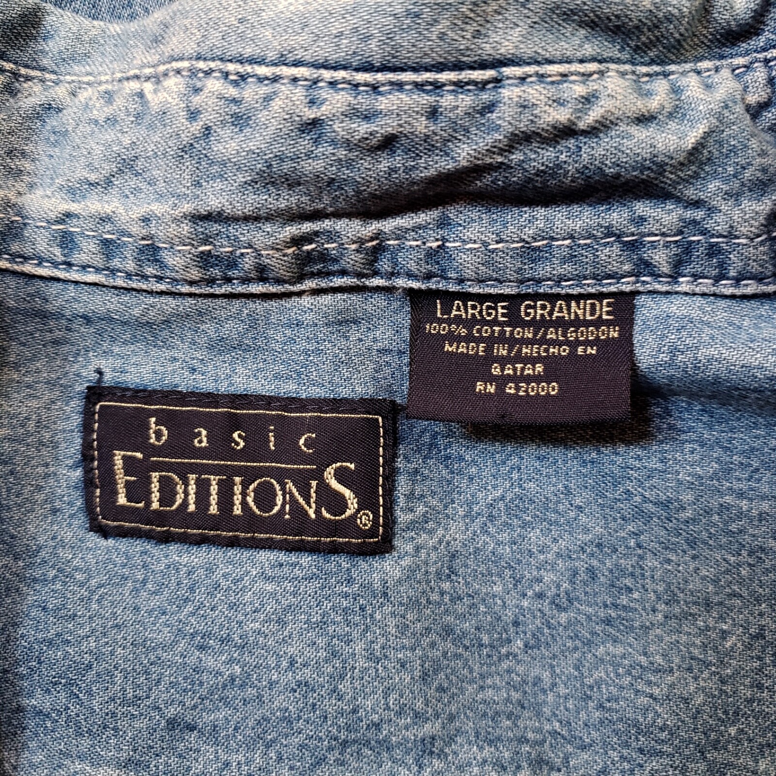 Vintage Basic Editions Denim Button Down Blue Jea… - image 11