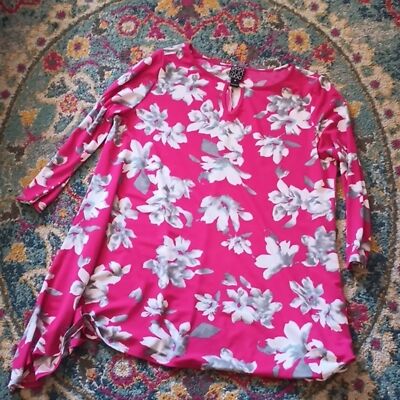 Clara Sun Woo Pink White Floral Print Tunic Top M