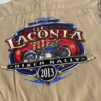 Laconia 2013 Bike Rally Cut Off Sleeve 3XL New Hampshire Tan