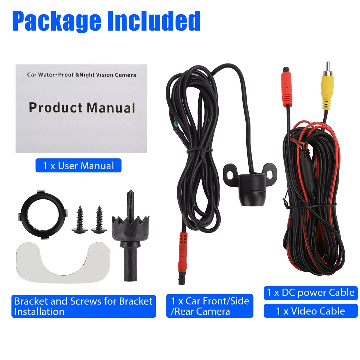 170° CMOS Car Rear View Backup Camera Kit, Reverse Night Vision, New