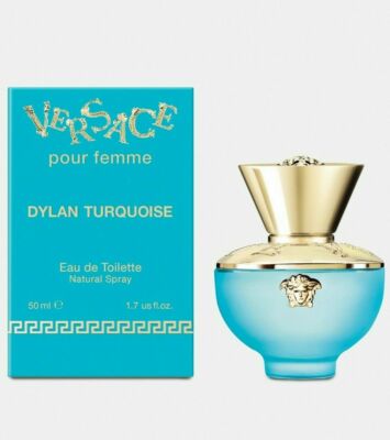 VERSACE DYLAN TURQUOISE EAU DE TOILETTE FLORAL FOR LADIES 1.7OZ SPRAY SEALED BOX