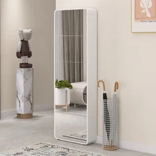 Mirror Shoe Cabinet with 5 Flip Drawers, Freestanding Shoe Rack Cabinet, 69.37"H