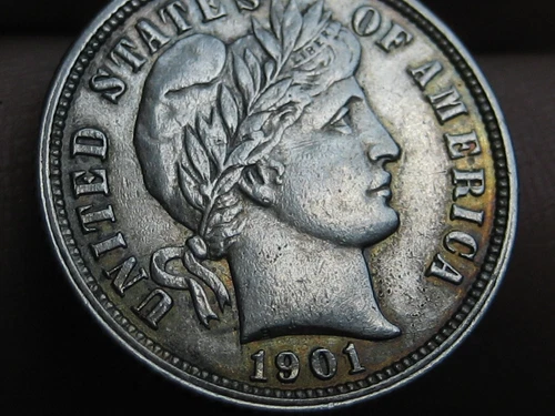 1901 P, O or S Silver Barber Dime- XF/AU Details