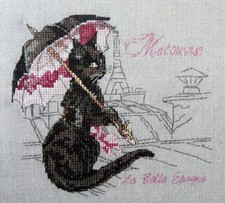 LEINEN KREUZSTICH STICKBILD - ELEGANTE KATZENDAME - 12fädig - 15 x 15cm -Nimuё