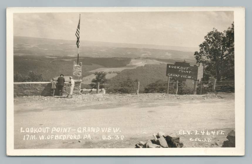 Point View Pa Lookout Point GRAND VIEW Pennsylvania RPPC Vintage Bedford PA Roadside ...