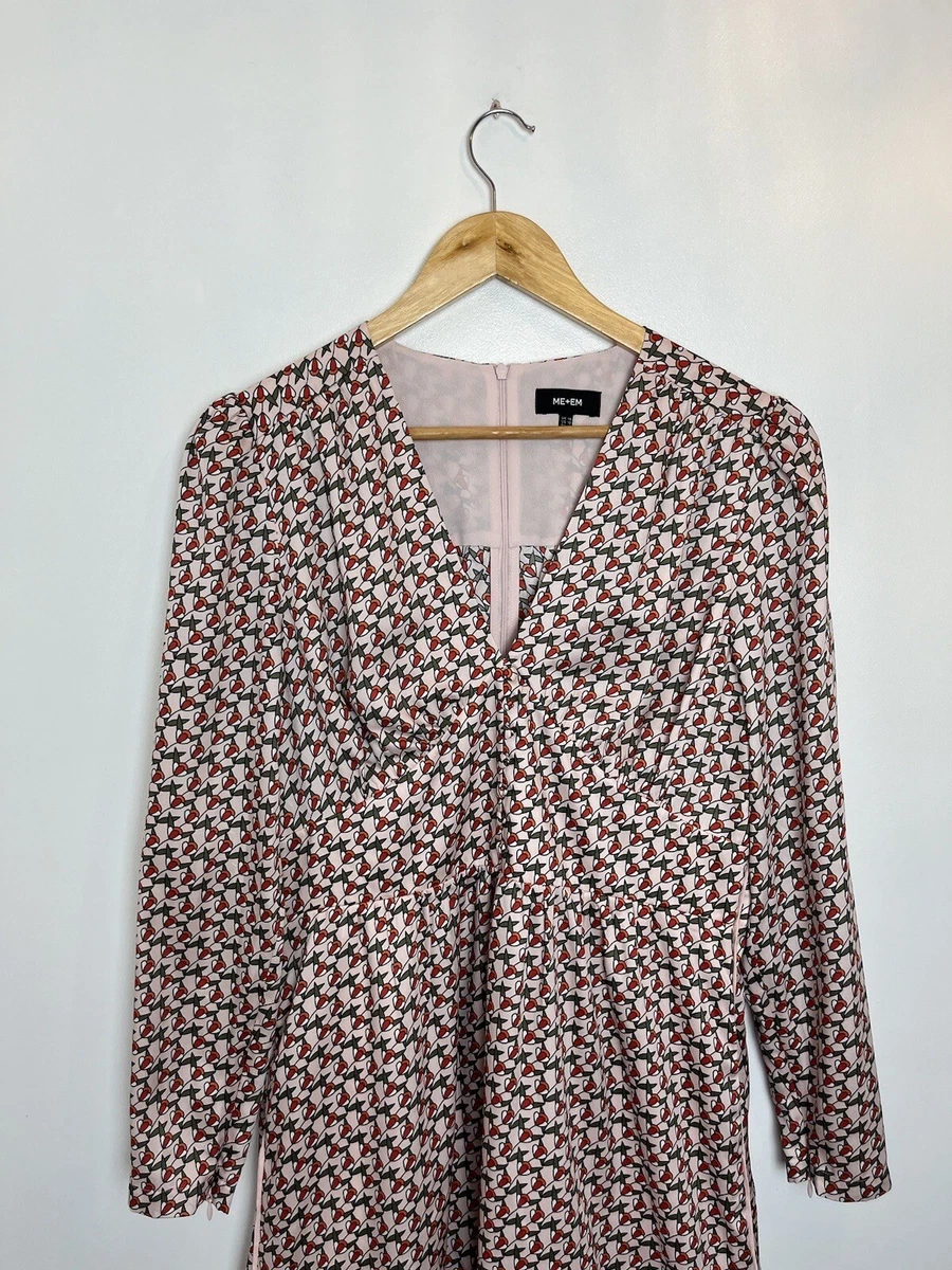 Me Em Tulip Geo Print Short Fit and Flare Dress UK 14 Excellent