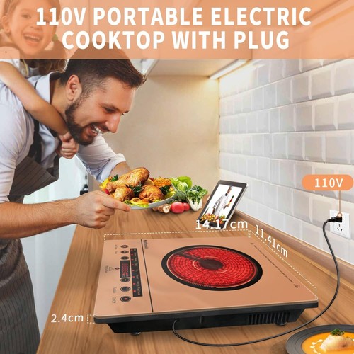 Single Burner Electric Cooktop, Portable Electrics Stove 110v with plug, Touch S - Picture 3 of 7