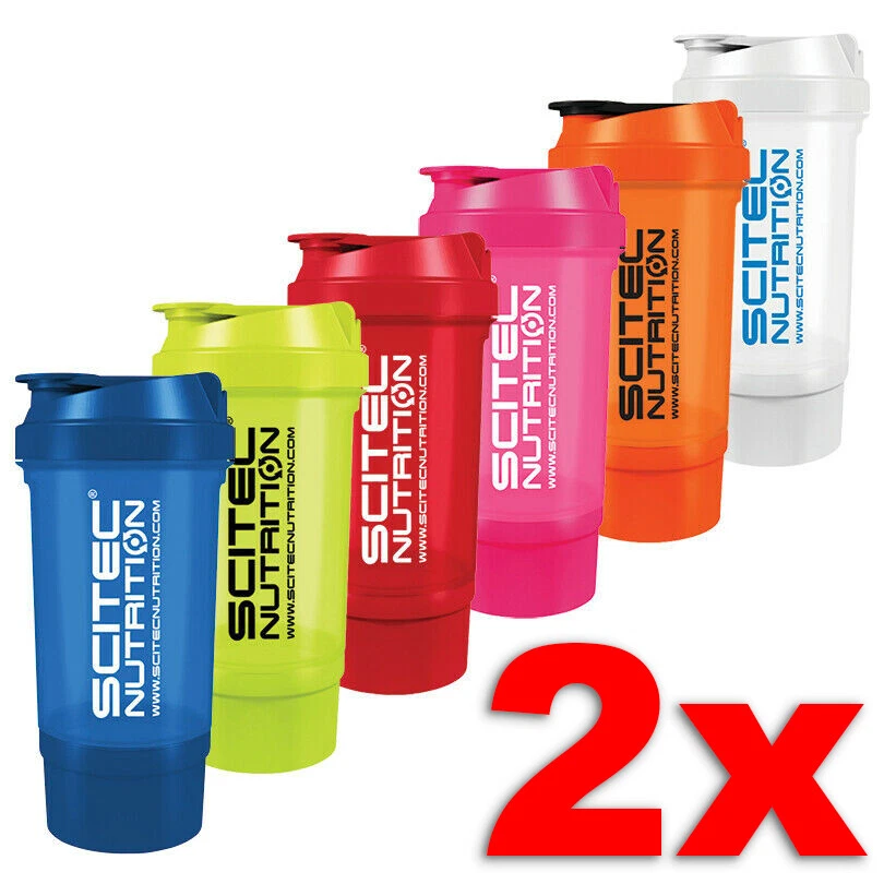 2x Scitec Nutrition Traveller Shaker 500 ml mit Pulverbehälter Farbe wählbar!