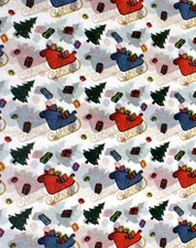Colorful Santa SLEIGH Tissue Paper ~ Christmas / Winter # 404 ~ 10 Large Sheets