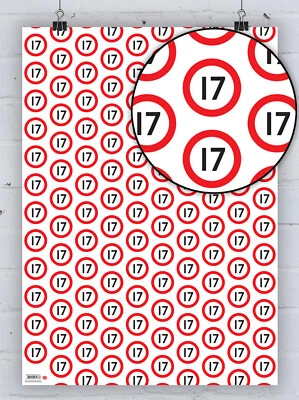 17th Birthday Warning Sign Alert Wrapping Paper Seventeenth Gift Wrap Present