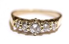 14k yellow gold Natural 1.05ct diamond 5 stone ring band 4.2g estate vintage 10 — photo 1