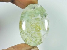 77Cts. Lodolith Garten Quarz Oval Kristall Cabochon Lose Edelstein 26X38X7MM B02