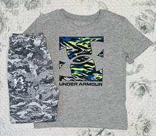 Little Boys Under Armour Gray T-Shirt Gray Camo Joggers Set Sz/ 5