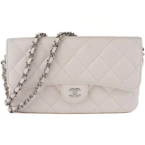 CHANEL Bag Used Matelass Caviar Skin Shoulder Bag Flap Phone Case White  from Ja