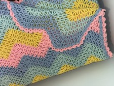 Pastel LaRgE Crochet Baby Blanket Afghan Crib-to-College 118  x90          Chevron
