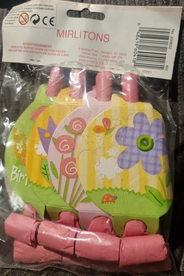 Summer Flowers Pink Paper Blowouts Kids Party Celebrations 8 Pieces Pack - Image 3 of 3