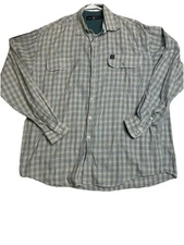 Cinch Brand Button Up Shirt Mens Large Checkered Long Sleeve All Cotton