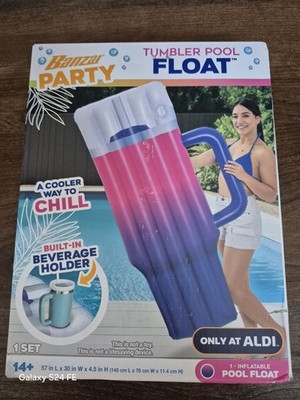 NEW Banzai Tumbler Pool Float Pink And Purple With Drink Holder