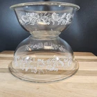 Vintage Pyrex Clear Mixing Bowls With Colonial Mist Design Set Of 2 1.5L & 2.5L