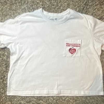 Sanrio Care Bears Bioworld Women's 2XL White Graphic Pocket T-Shirt Hello Kitty
