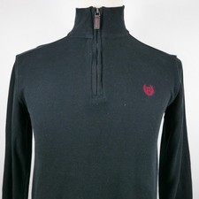 Chaps Boy Cotton 1/4 Zip Solid Black Pullover Sweater Youth Large