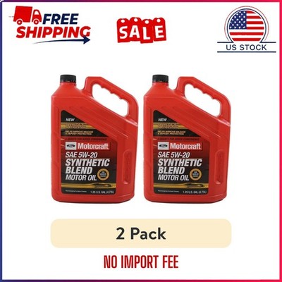 (2 pack) Motorcraft Synthetic Blend Motor Oil 5W-20, 5-Quart Jug, Sold By Each.