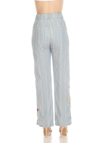 Johnny Was Workshop blaue Paloma Hose mit Gürtel weites Bein W68522 - Bild 5 von 12