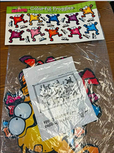 DJ Inkers Colorful Froggies Multicolor Cartoon Frog Bulletin Board Set