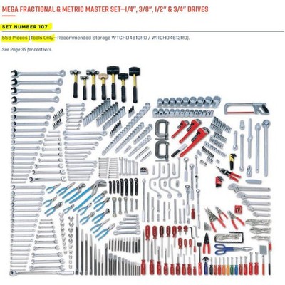 Wright 107 556-Piece Mega Fractional and Metric Master Set-Tools Only