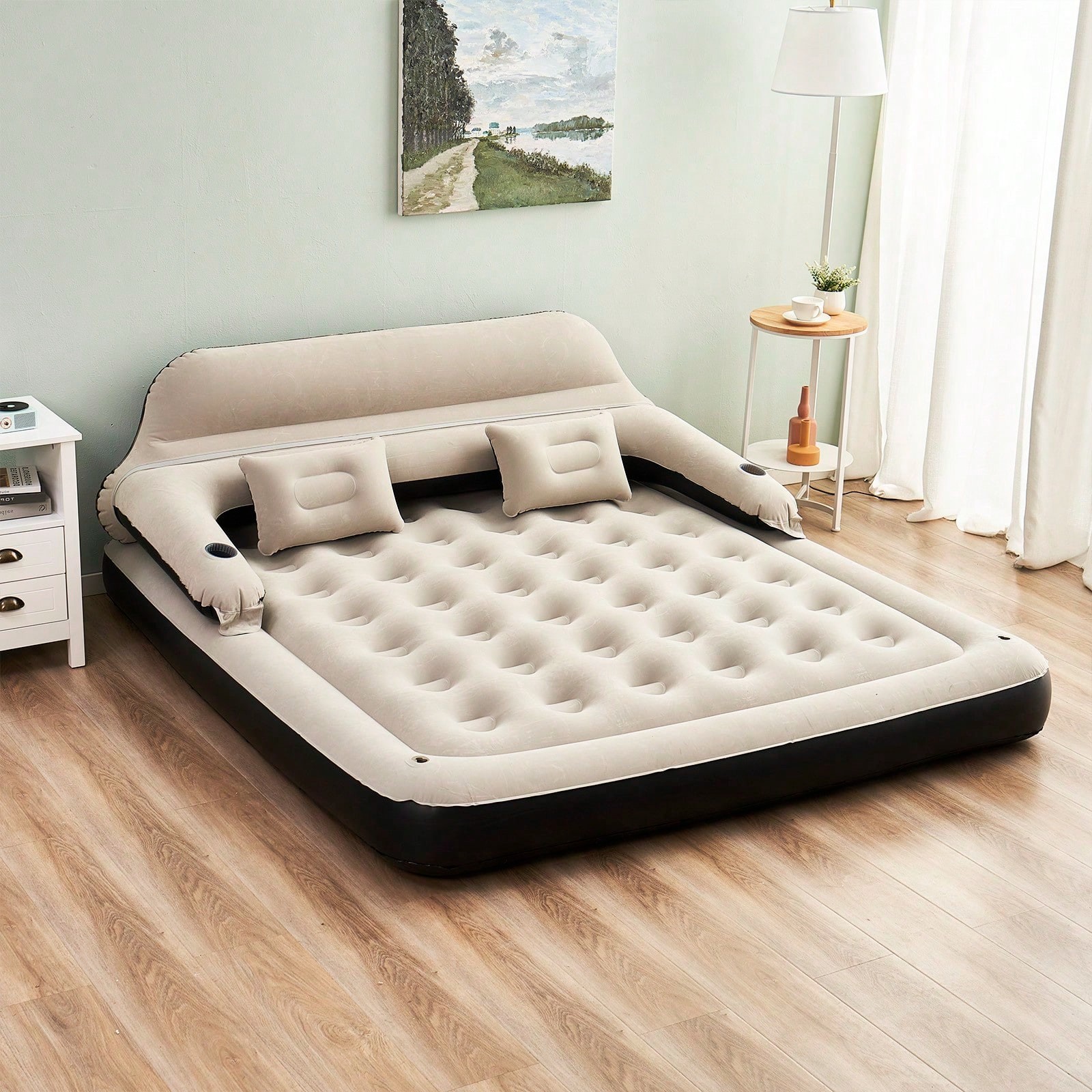 Air Mattress Sofa Bed Inflatable Couch with Headboard & Pill