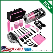 17pcs Car Cleaning Kit, Pink Car Interior Detailing Kit with High Power Handheld