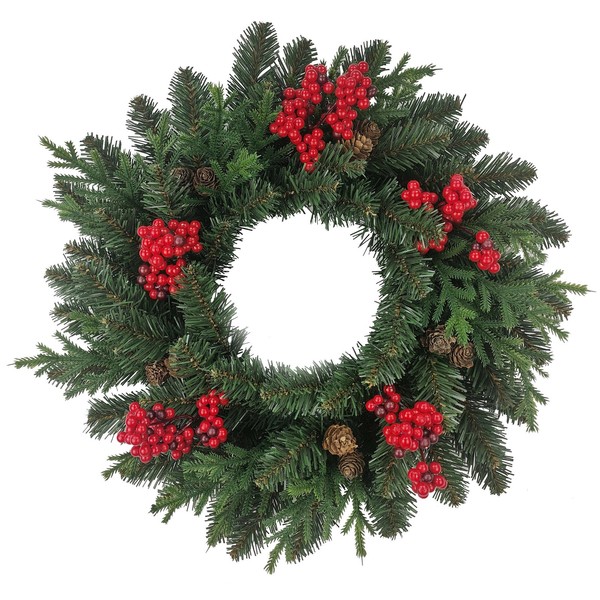 artplants Deko Kranz Tannenkranz Stavanger, Fichte, Beeren, GrüN-Rot, Ø50Cm-image