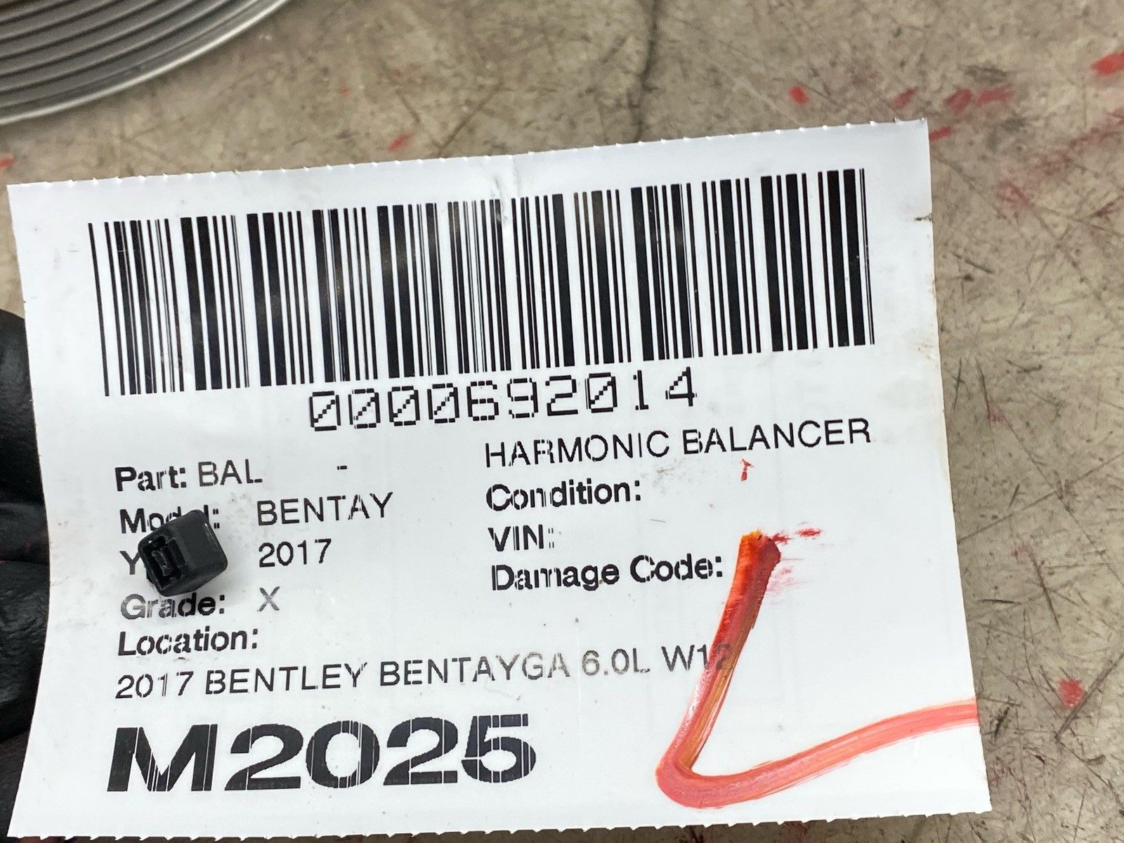 2017 BENTLEY BENTAYGA 6.0L W12 ENGINE HARMONIC BALANCER CRANKSHAFT PULLEY 35K